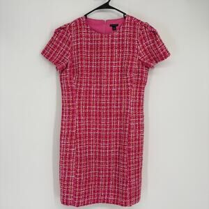Ann Taylor Women’s Tweed Sheath Dress Pink Red Size 8P Business Casual Valentine